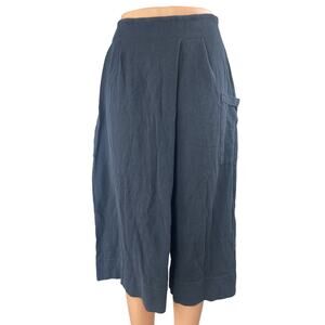 Oak + Fort Women's Black High Waisted Cargo Wide Leg Baggy Crop Trousers Pants S